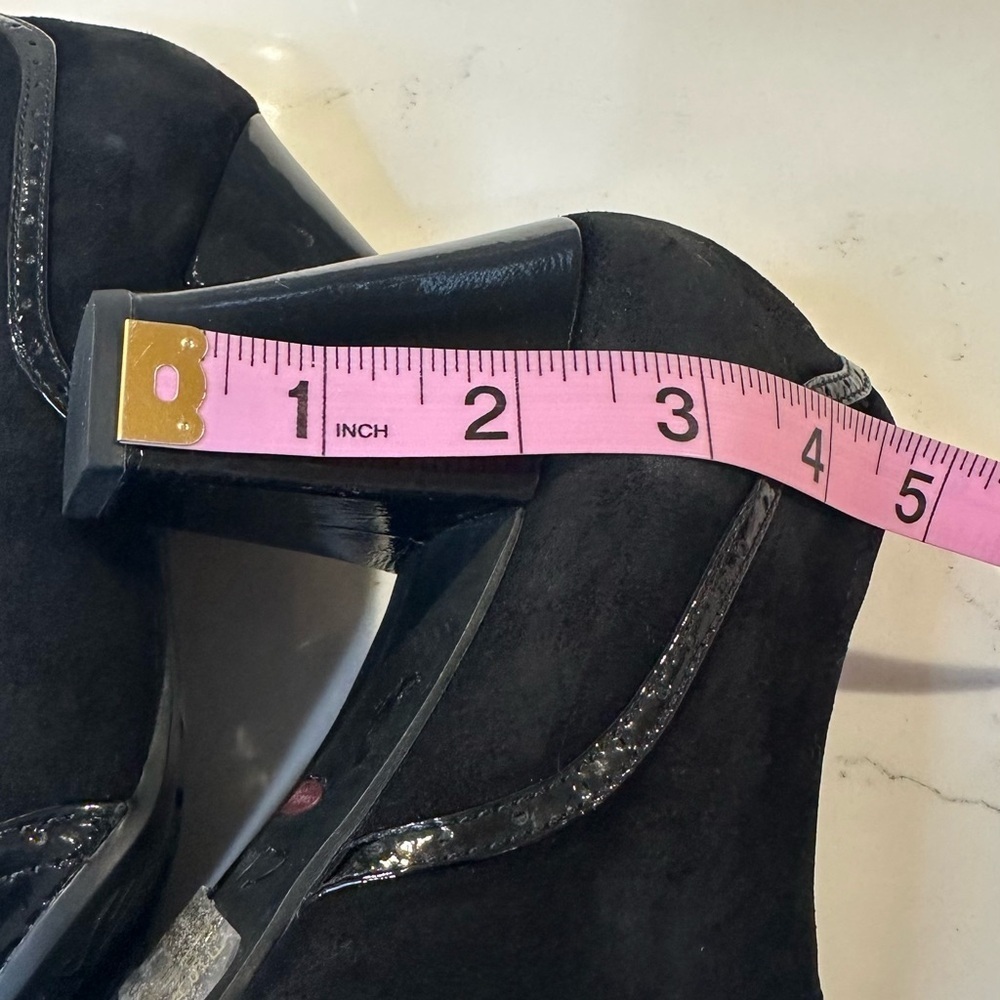 Clarks Artisan Black Suede and Patent Leather Heeled Shoes Classic Size 8 - Picture 4 of 14